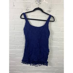 Lululemon Women's Tasseled Tank Mini Dress Sleeveless Blue Size Medium